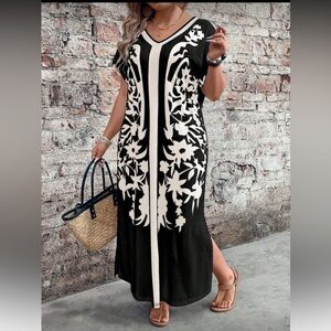 Coming Soon! Elegant Black and White Floral Dress Plus Sz 16 nwt